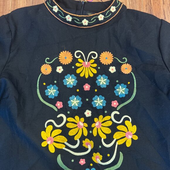 The Hippie Shake Bell NWT Micro Mini 100% Wool Embroidered Boho Dress Plus 20 - Picture 4 of 6